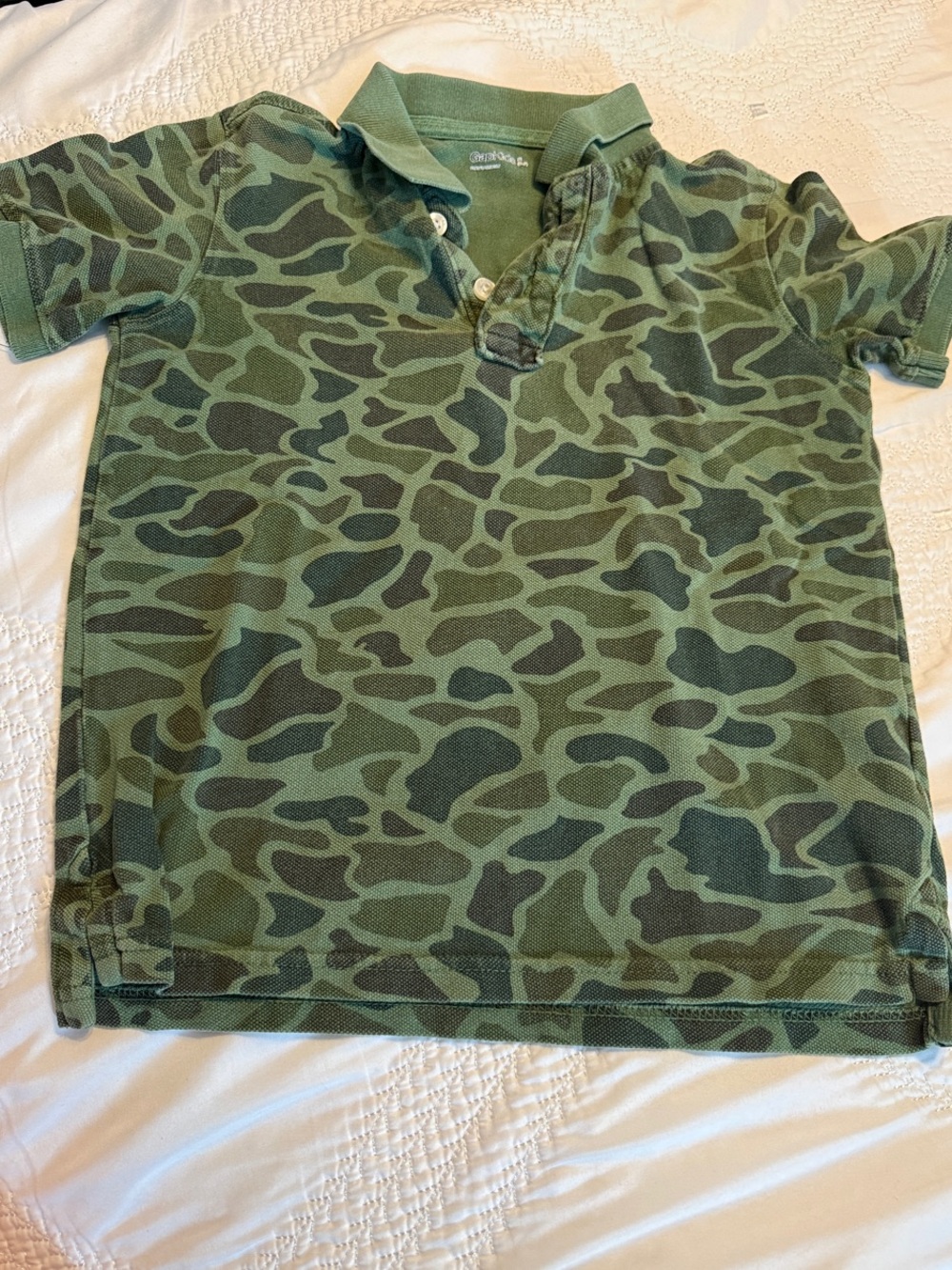 GAP Kids Size 6-7 Green Camo Polo Shirt